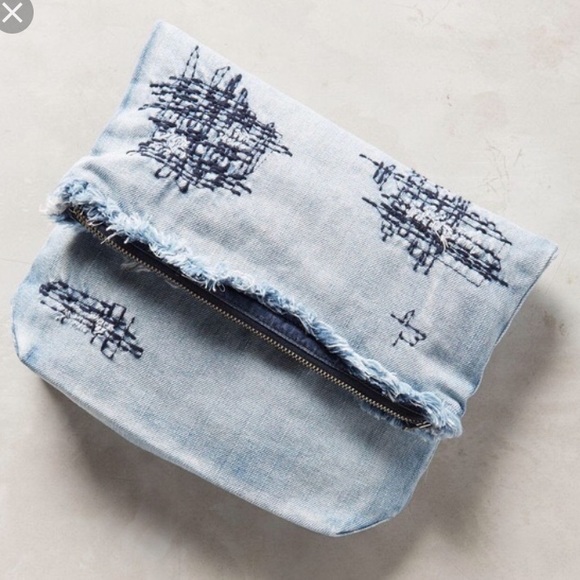 Anthropologie Handbags - ⭐️Anthropologie Chic Denim Trendy Clutch
